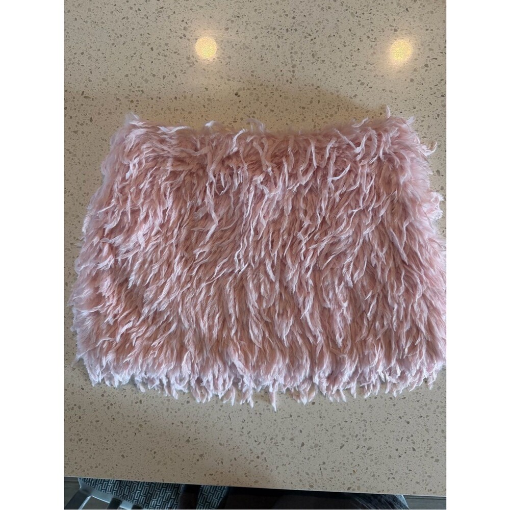 naked wardrobe Blush Pink Faux Fur Mini Skirt S - Picture 1 of 6